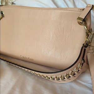 Calvin Klein leather cross body braid chain strap